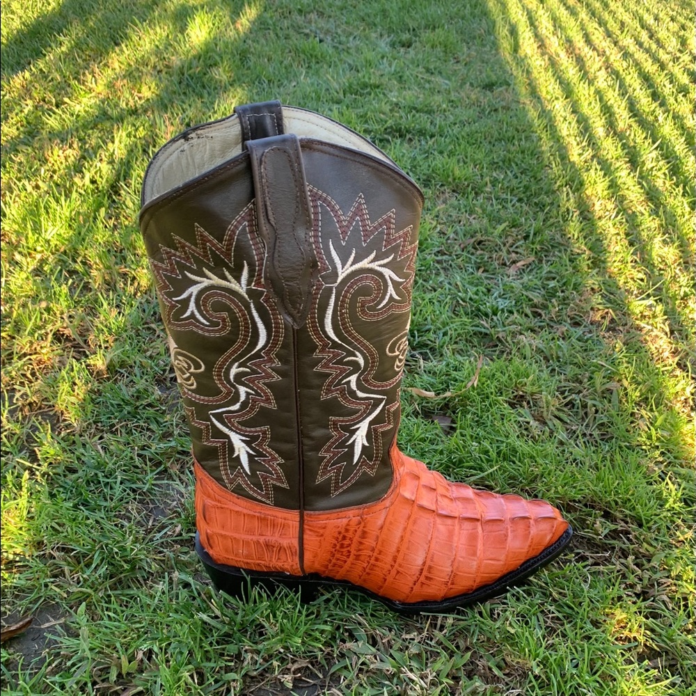 Mens Cowboy Boots Aligator Embossed Print Leather - Picture 2 of 5